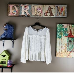 William Rast Christine lace ruffle peplum top Medium